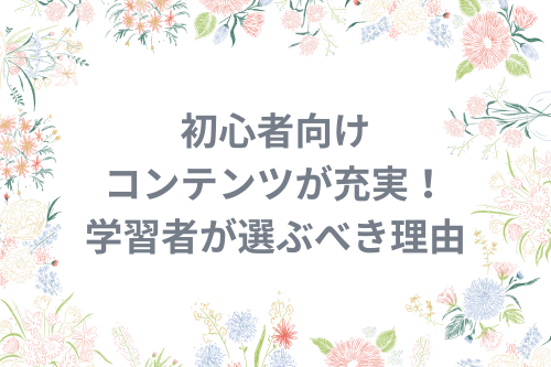初心者向けコンテンツが充実!学習者が選ぶべき理由